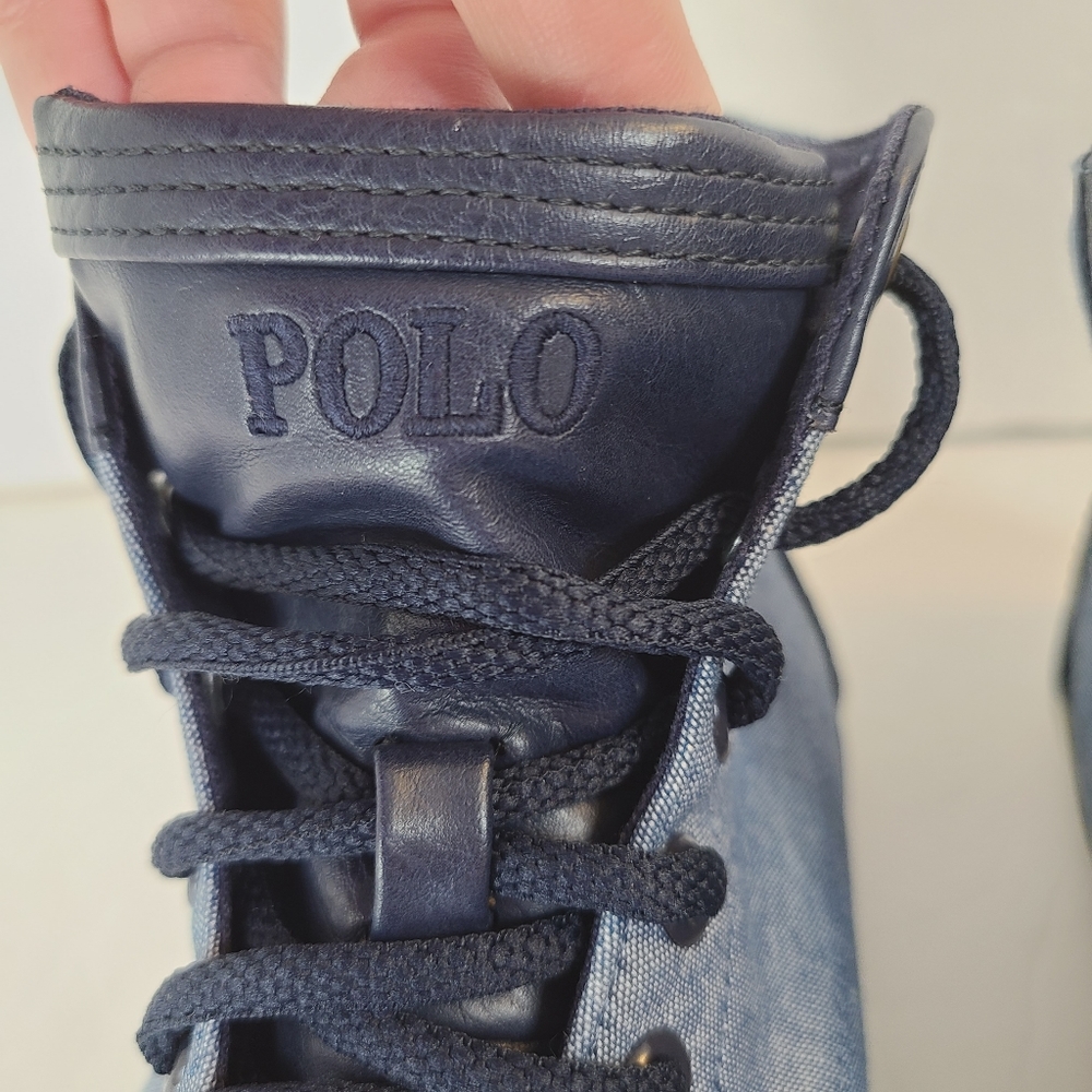 Polo Ralph Lauren Chambray High-Top Sneakers Men's Size 8 - Picture 7 of 13
